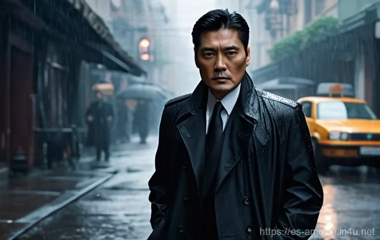 주윤발 영화 명작 모음 - **Prompt:** A highly cinematic portrait of Chow Yun-fat as a stylish action hero in his prime, remin...