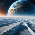 Home 11 중국 블록버스터 유랑지구 관람 후기 - **Prompt 1: The Wandering Earth's Majestic Journey**
"An awe-inspiring, wide-angle shot of Earth...