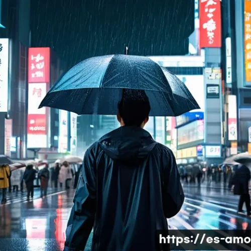 Home 10 영화 일기예보 일본 청춘영화 리뷰 - **Rain-Soaked Tokyo with Hodaka**
"A highly detailed, cinematic anime illustration capturing the...